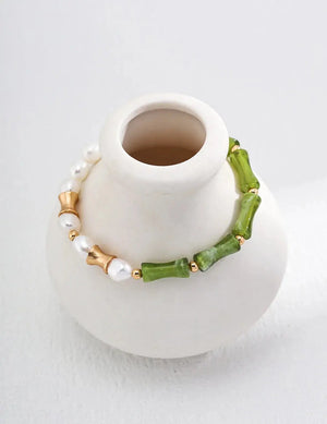Chinese-style Pearl Bamboo Knot Bracelet Glim Wink