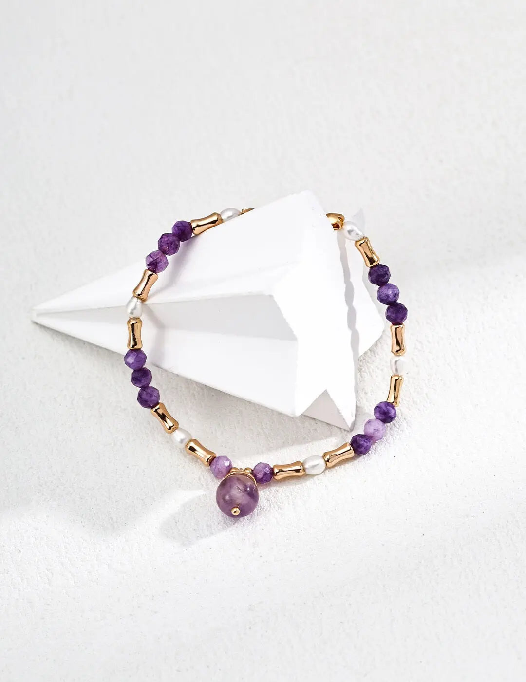 Natural Amethyst Bamboo Joint Bracelet Glim Wink