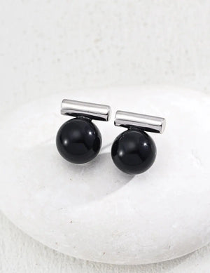 Tiger's Eye & Black Onyx Earrings Glim Wink