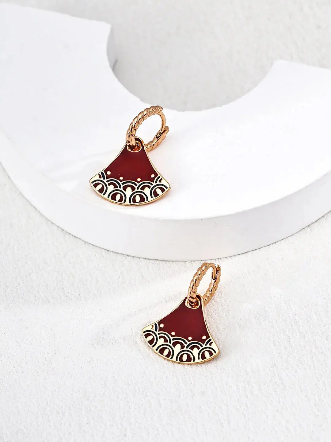 Neo-Chinese Style Mamian Skirt Enamel Drip Earrings Glim Wink