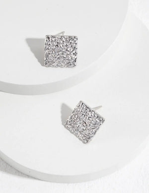 Sterling Silver Square Earrings Glim Wink