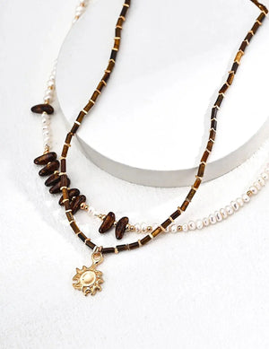 Natural Czech Glass Pearl Necklace Glim Wink