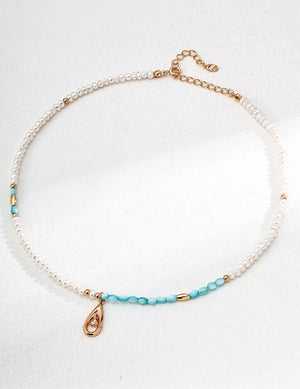 Pearl Blue Mother-of-Pearl Zircon Necklace Glim Wink