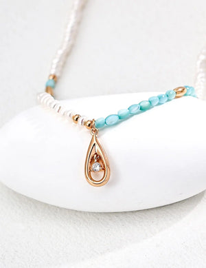 Pearl Blue Mother-of-Pearl Zircon Necklace Glim Wink