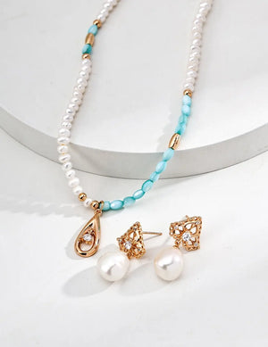 Pearl Blue Mother-of-Pearl Zircon Necklace Glim Wink