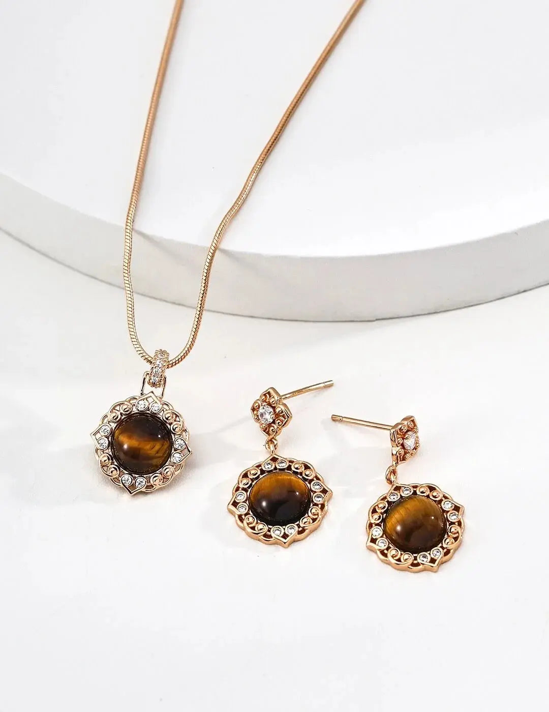 New Year Blossom Agate & Tiger’s Eye Necklace - Glim Wink