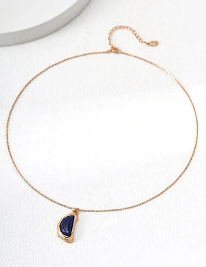 Natural Lapis Lazuli Crescent Moon Necklace - Glim Wink