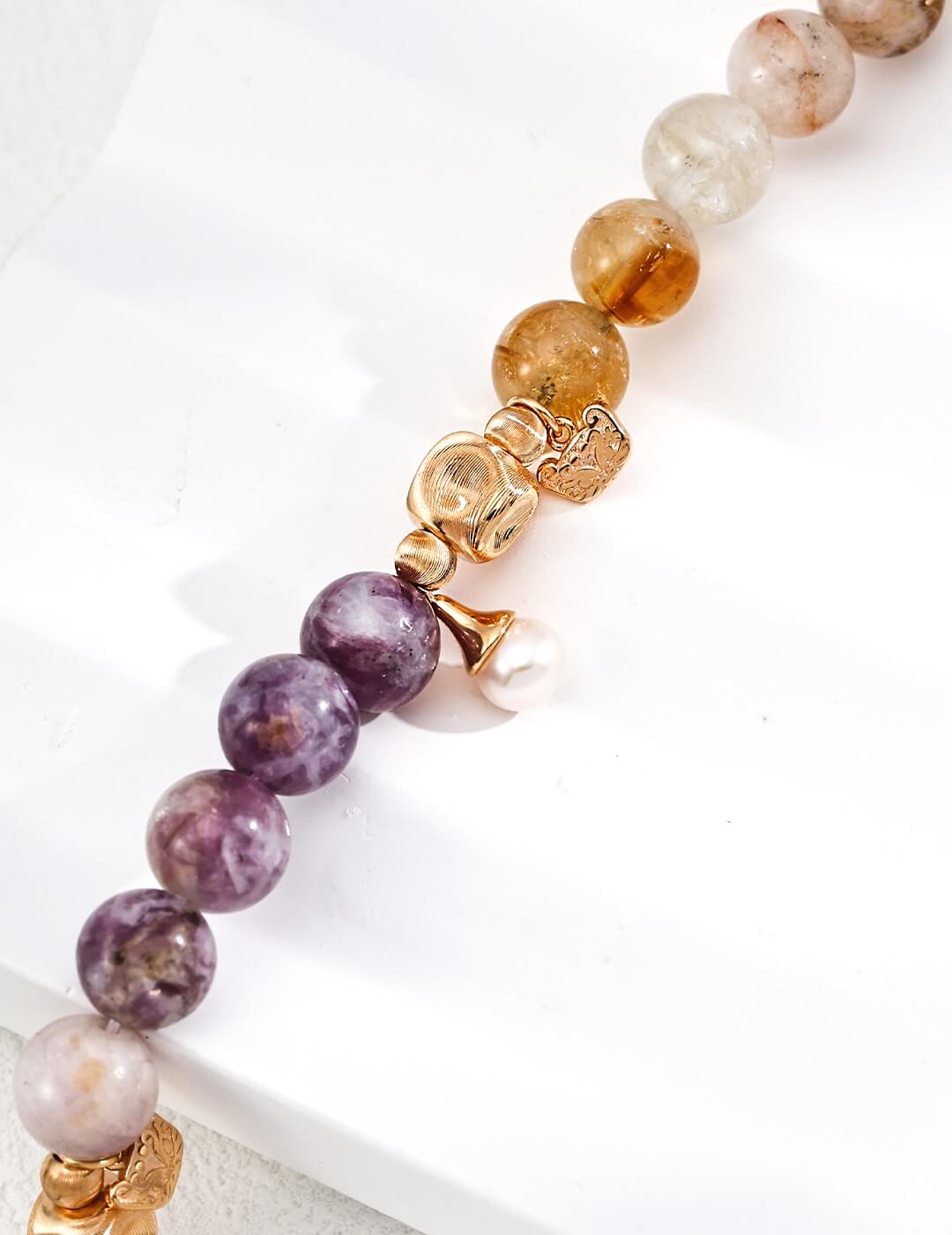 Colorful Purple Mica Citrine Green Fluorite Bracelet Glim Wink