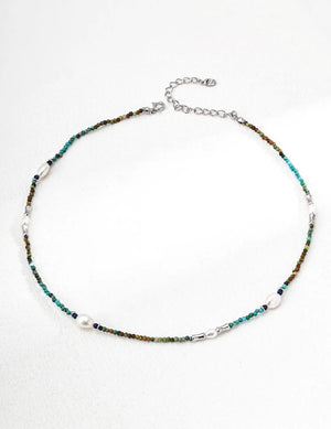 Natural Pearl Lapis Lazuli Turquoise Necklace Glim Wink