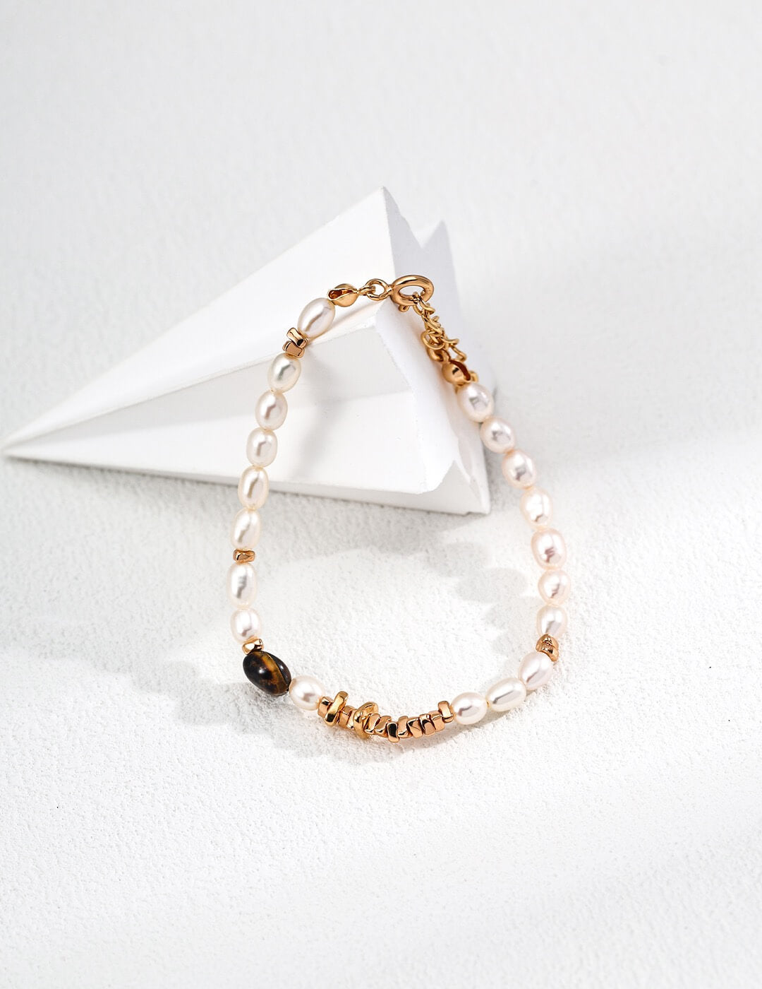 Tiger's Eye Pearl Bracelet Glim Wink