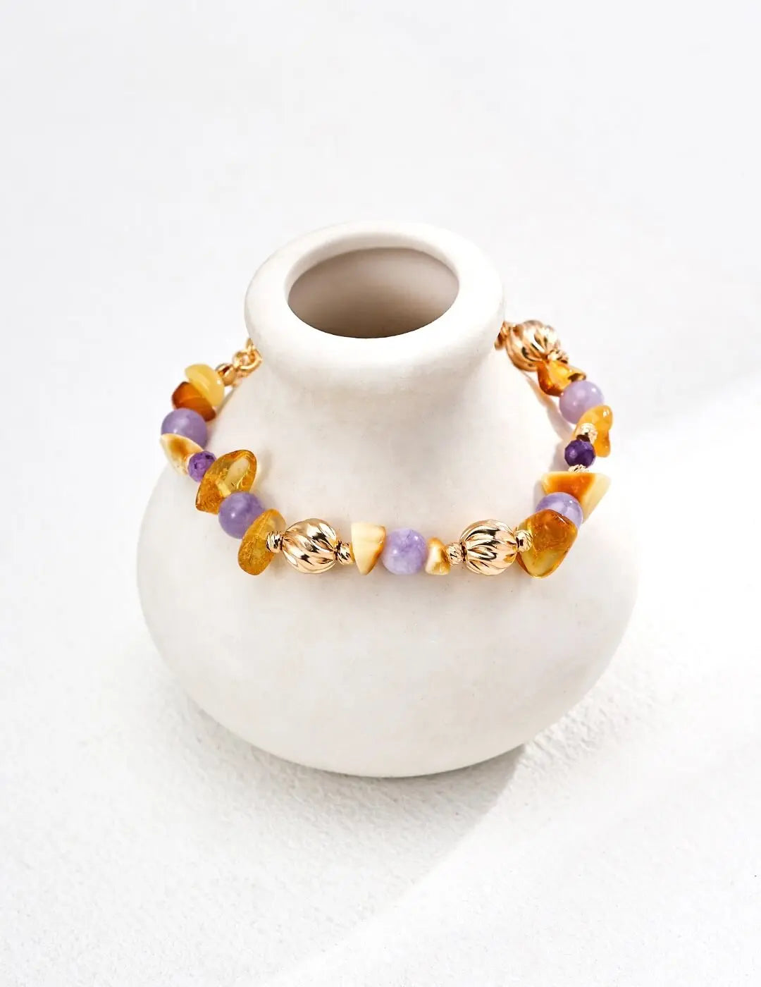 Natural Amber Amethyst Bracelet Glim Wink