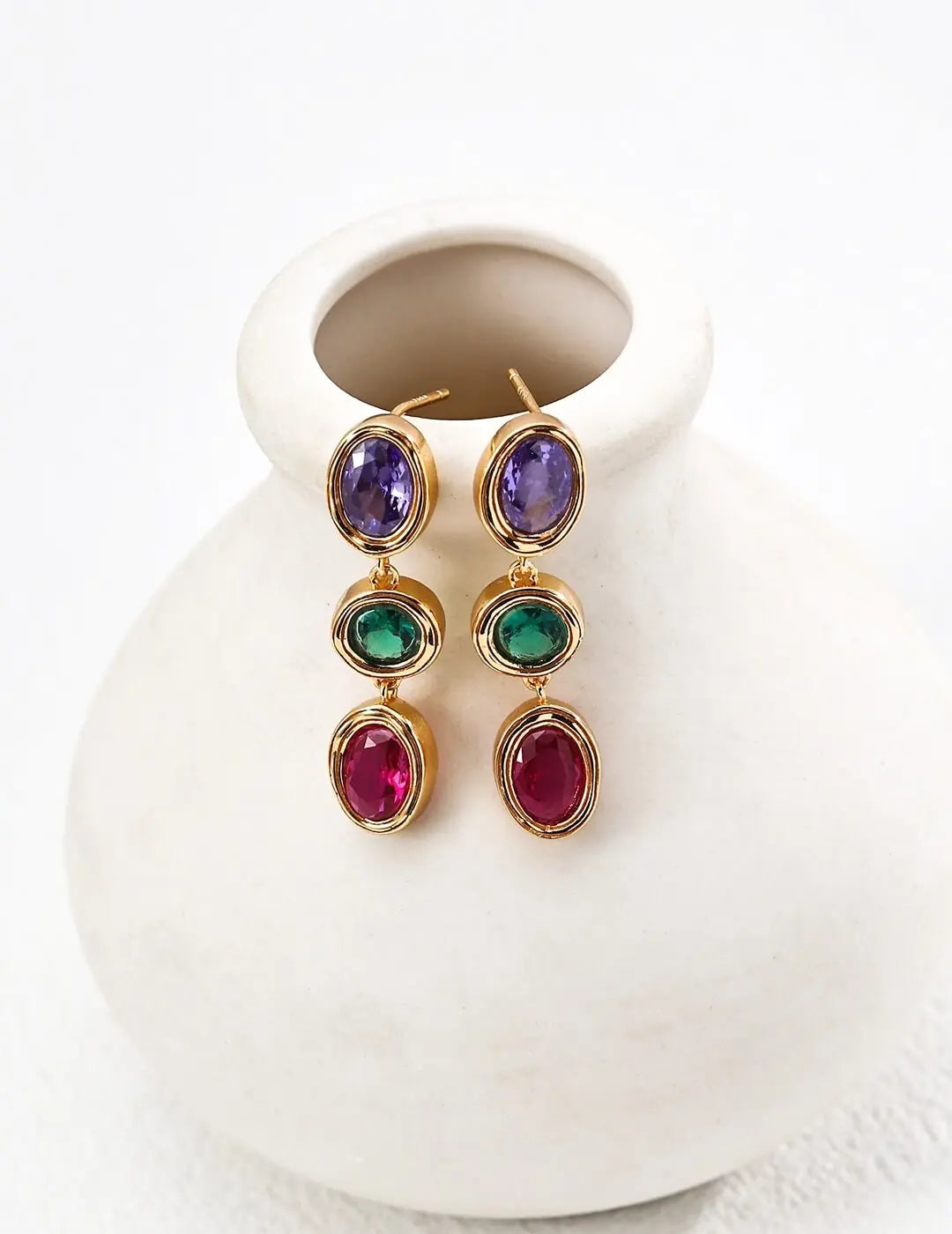 Colorful Zircon Earrings Glim Wink
