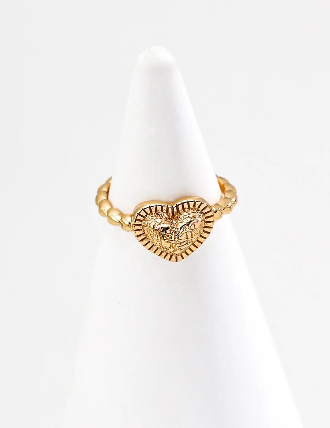 Heart-Shaped Stone-Textured Ring Glim Wink
