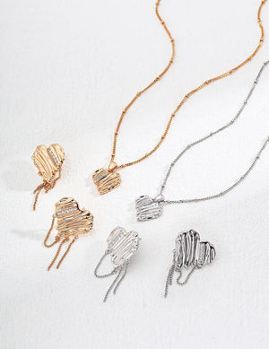 Heart-shaped Zircon Necklace Glim Wink