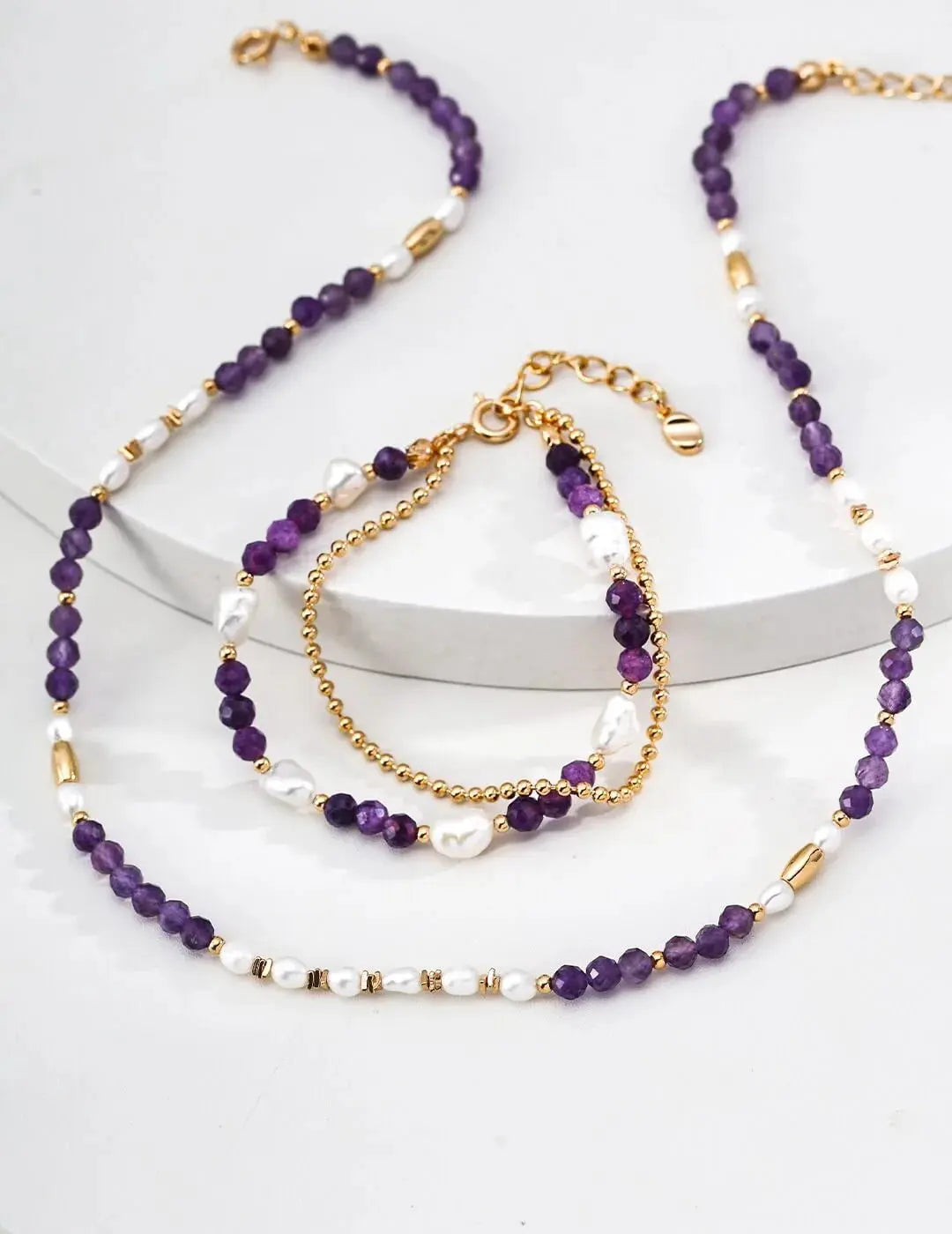 Pearl Amethyst Silver Chain Bracelet: Elegant Affordable Luxury for Career Women