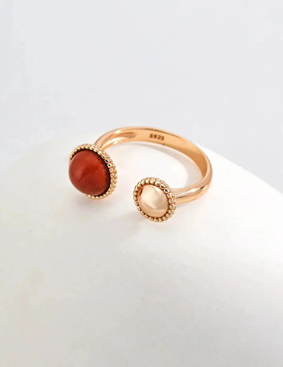 Open Design Red Stone Ring: Bold Yet Professional Gemstone Jewelry for Work Glim Wink