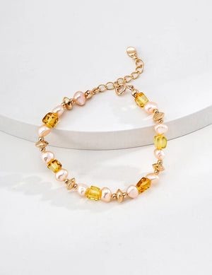 Pearl Champagne Amber Bracelet Glim Wink