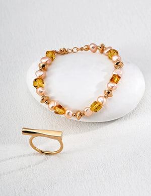 Pearl Champagne Amber Bracelet Glim Wink