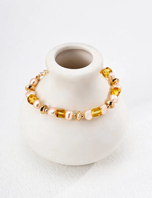 Pearl Champagne Amber Bracelet Glim Wink