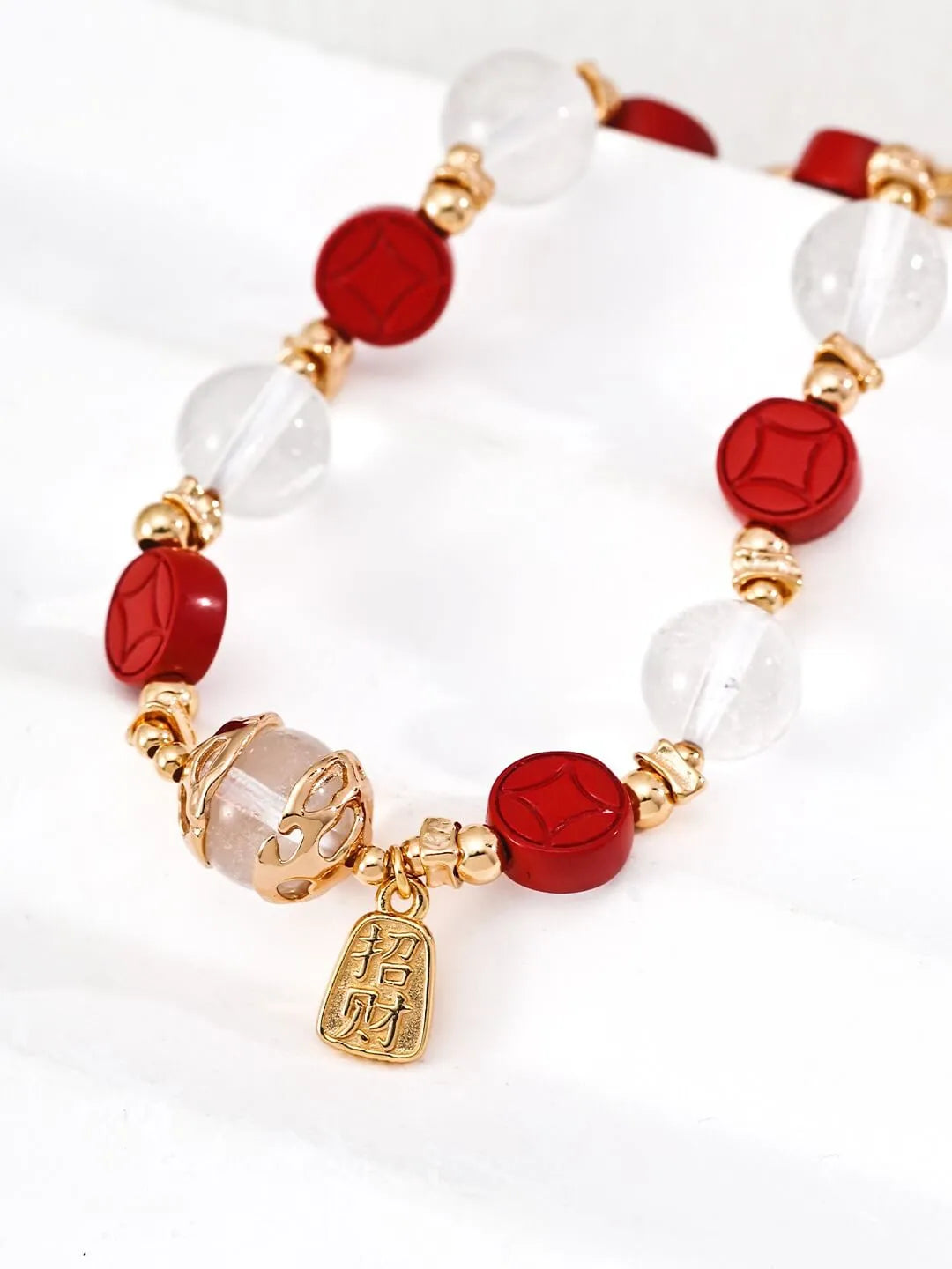 Good Fortune Wealth-Attracting Copper Coin Cinnabar Bracelet