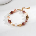 Pearl Twisted Red Phantom Quartz Bead Bracelet