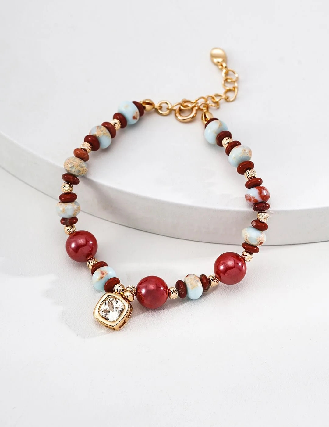 Shoushan Stone Cinnabar Red Zircon Bracelet Glim Wink