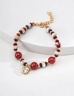 Shoushan Stone Cinnabar Red Zircon Bracelet Glim Wink