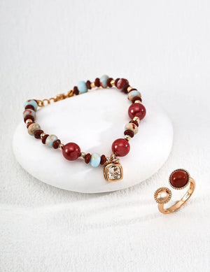 Shoushan Stone Cinnabar Red Zircon Bracelet Glim Wink