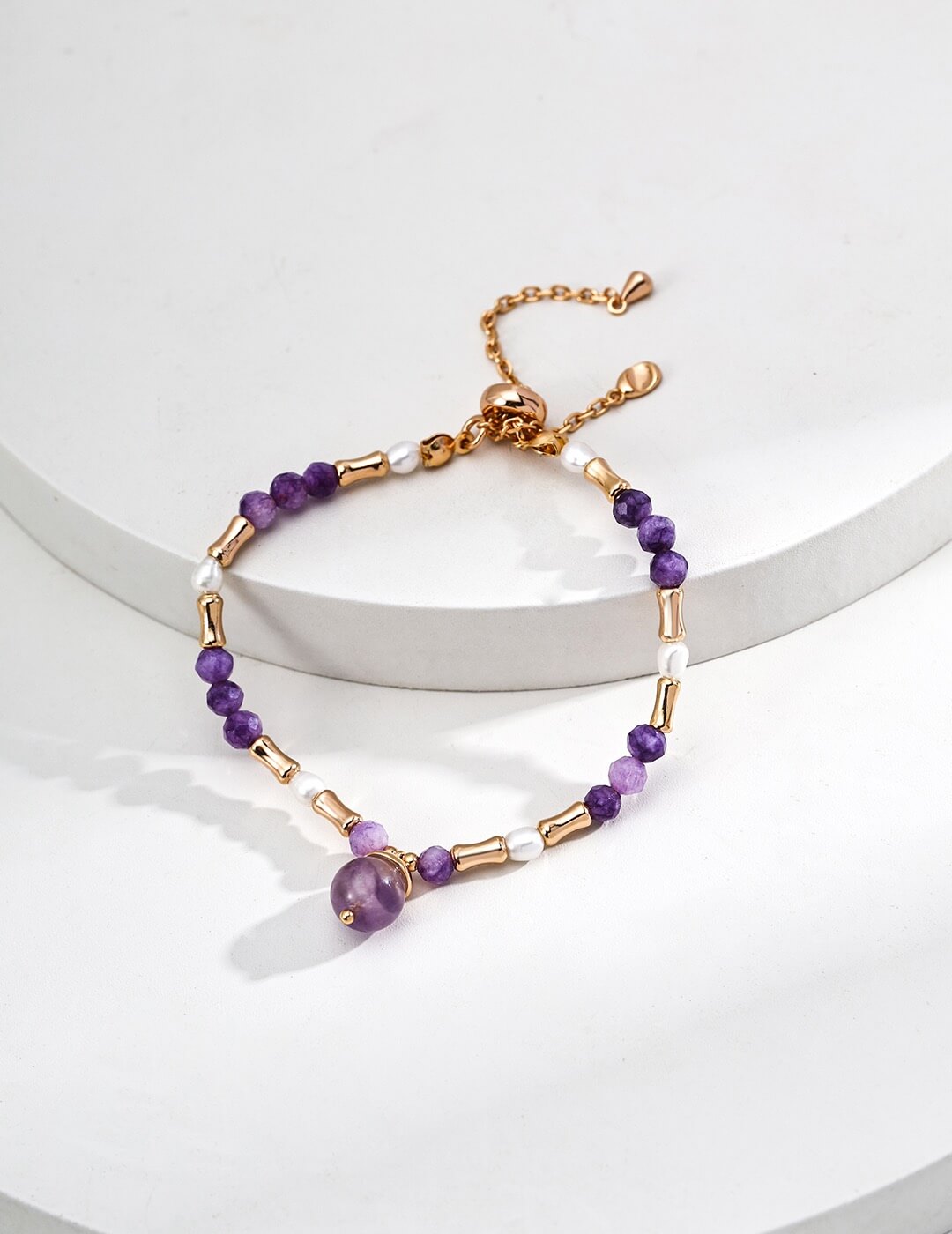 Natural Amethyst Bamboo Joint Bracelet Glim Wink
