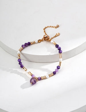 Natural Amethyst Bamboo Joint Bracelet Glim Wink
