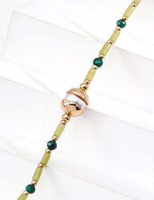 Vintage Green Tube Bead Malachite Bracelet Glim Wink