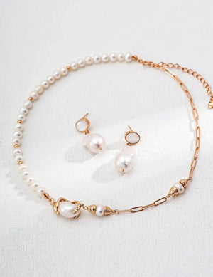 Irregular Large Pearl & Shell Earrings Glim Wink