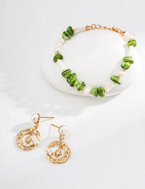 Star & Moon Pearl Earrings Glim Wink