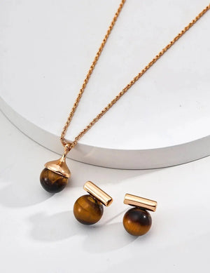 Tiger's Eye & Black Onyx Earrings Glim Wink