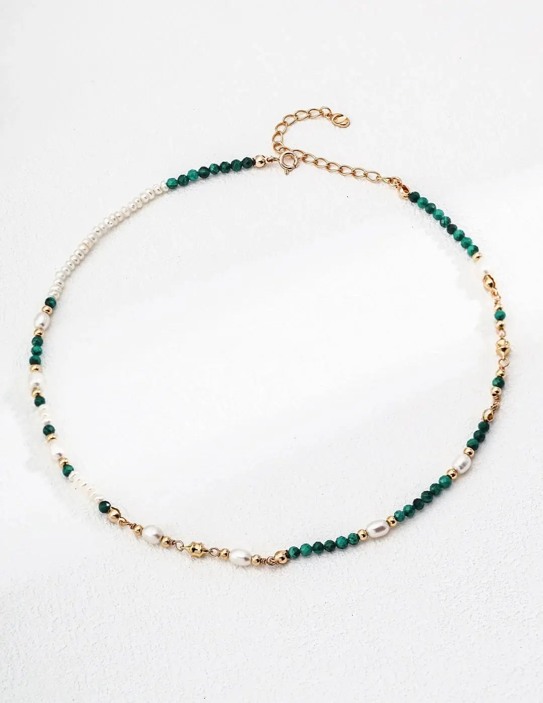 Vintage Pearl Malachite Necklace Glim Wink