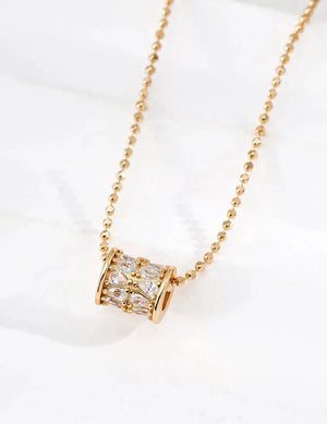 Drum Shape Zircon Necklace - Glim Wink