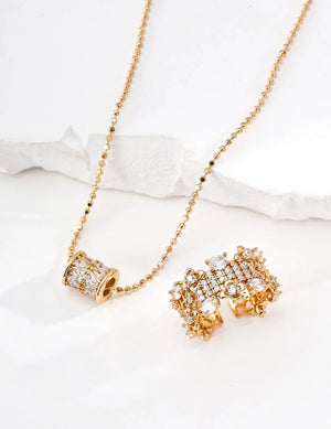 Drum Shape Zircon Necklace - Glim Wink