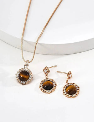 New Year Blossom Agate & Tiger’s Eye Necklace - Glim Wink