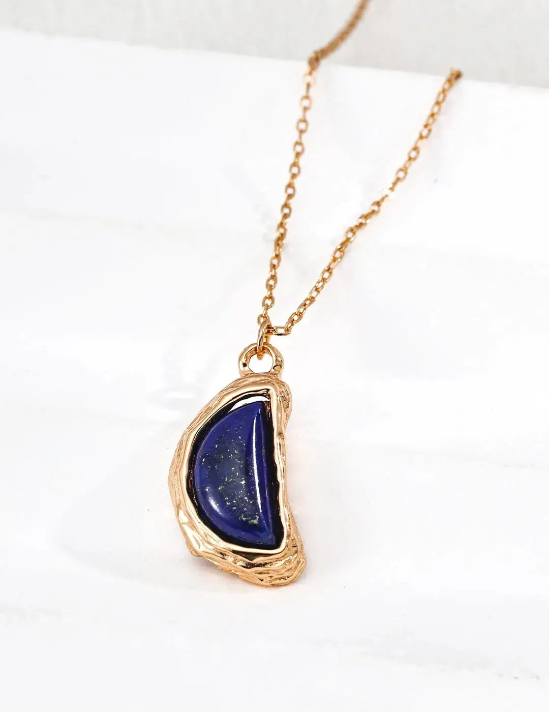 Natural Lapis Lazuli Crescent Moon Necklace - Glim Wink