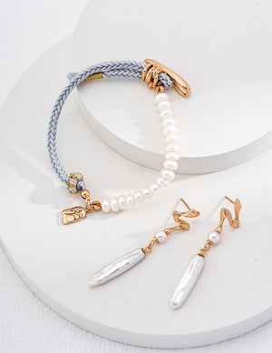 Braided Pearl Bracelet Glim Wink