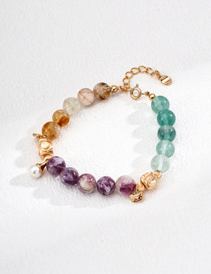 Colorful Purple Mica Citrine Green Fluorite Bracelet Glim Wink