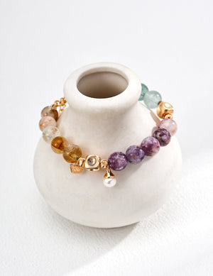 Colorful Purple Mica Citrine Green Fluorite Bracelet Glim Wink