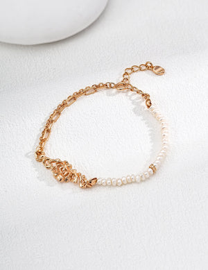 Rose Gold Half-Wrap Pearl Bracelet Glim Wink