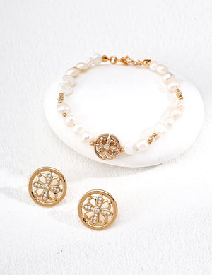 Cross Iris Pearl Bracelet Glim Wink