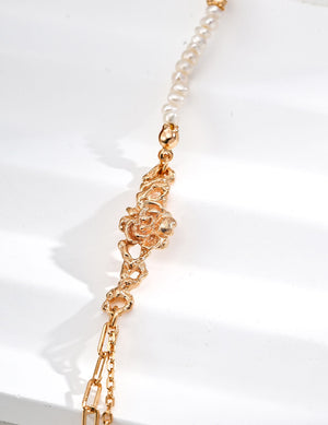 Rose Gold Half-Wrap Pearl Bracelet Glim Wink
