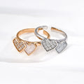 Double Heart Enamel Zircon Ring Glim Wink