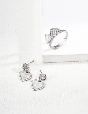 Double Heart Enamel Zircon Ring Glim Wink