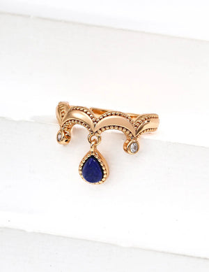 Lapis Lazuli Zircon Crown Ring Glim Wink