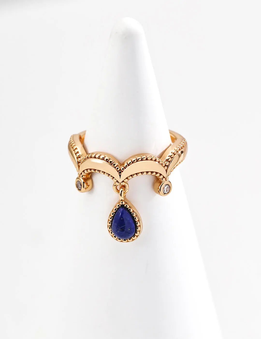 Lapis Lazuli Zircon Crown Ring Glim Wink