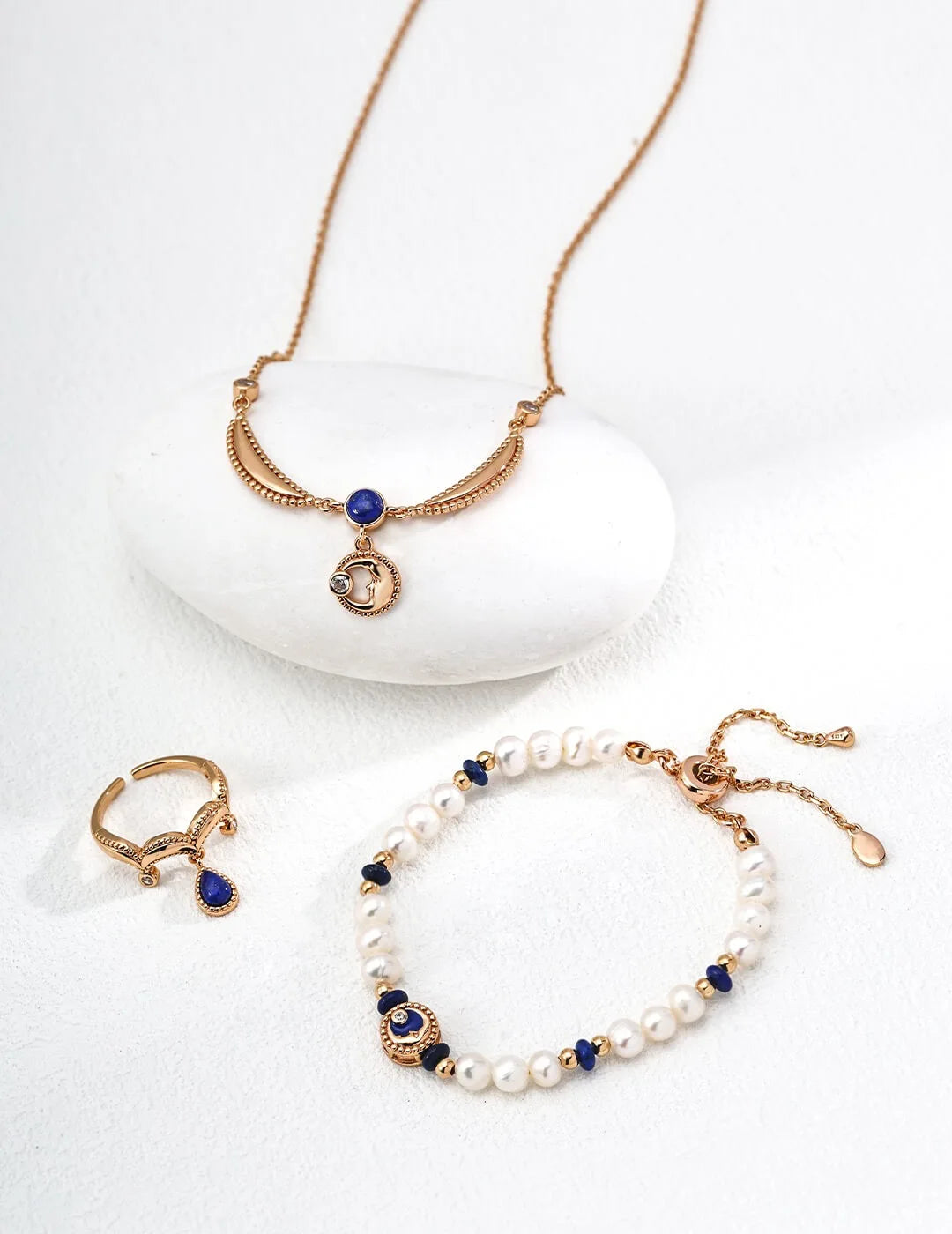 Lapis Lazuli Zircon Crown Ring Glim Wink